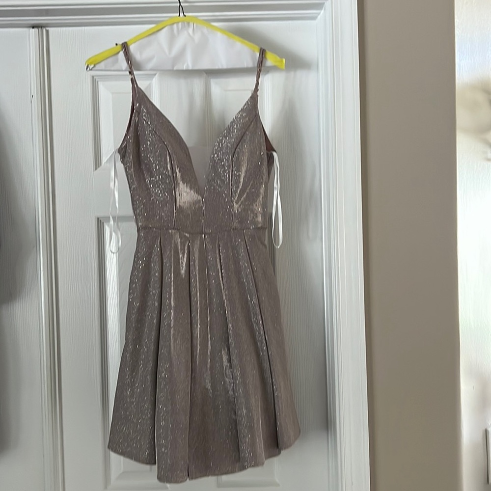 Juniors' Glitter Mesh Skater Dress
